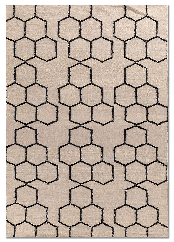 indusbar grey and black wool flat weaves Rug - HeadShot
