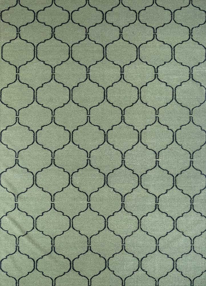 indusbar green wool flat weaves Rug - HeadShot