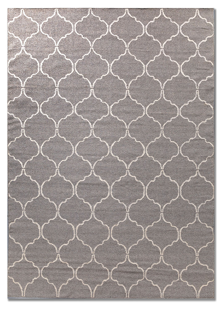 indusbar grey and black wool flat weaves Rug - HeadShot