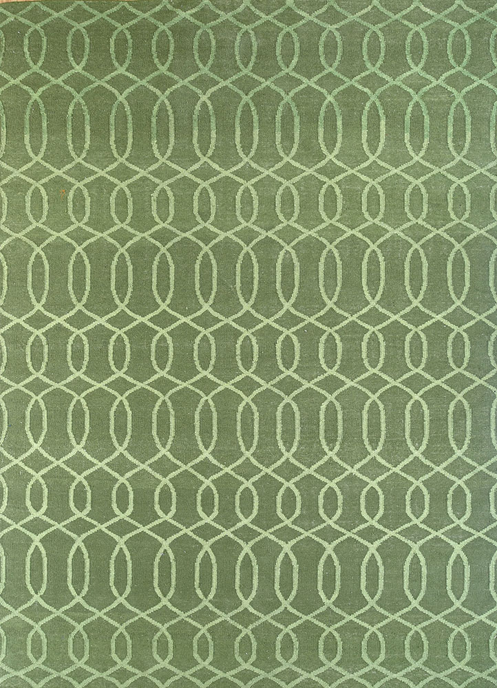 indusbar green wool flat weaves Rug - HeadShot