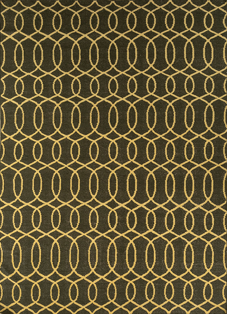 indusbar green wool flat weaves Rug - HeadShot