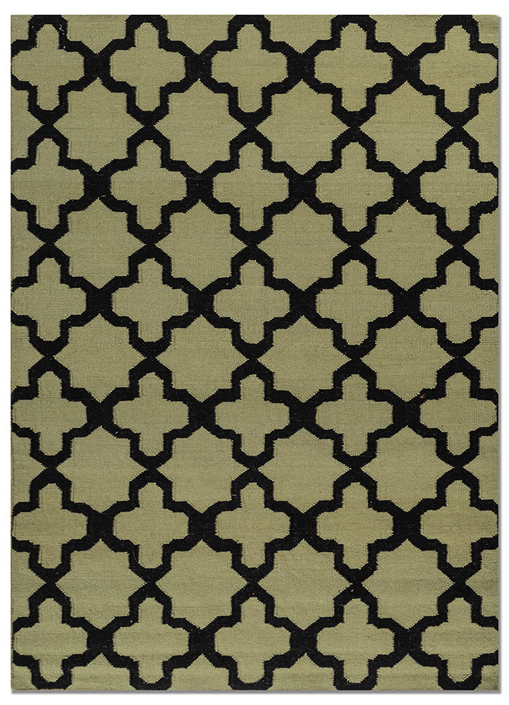 indusbar green wool flat weaves Rug - HeadShot