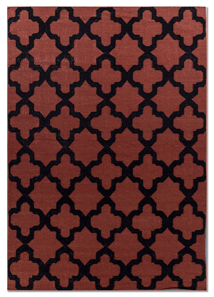 indusbar red and orange wool flat weaves Rug - HeadShot