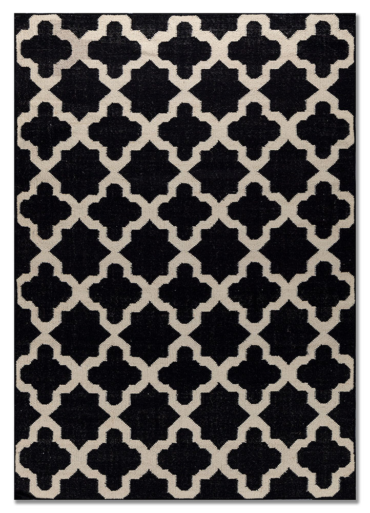indusbar grey and black wool flat weaves Rug - HeadShot