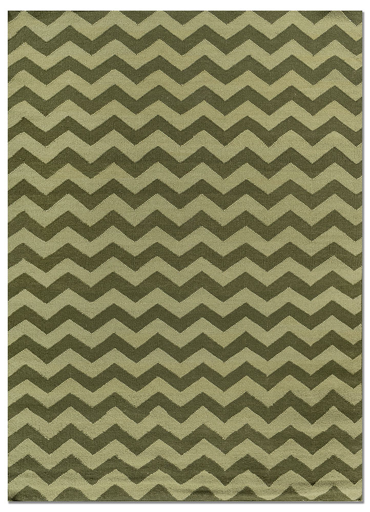indusbar green wool flat weaves Rug - HeadShot
