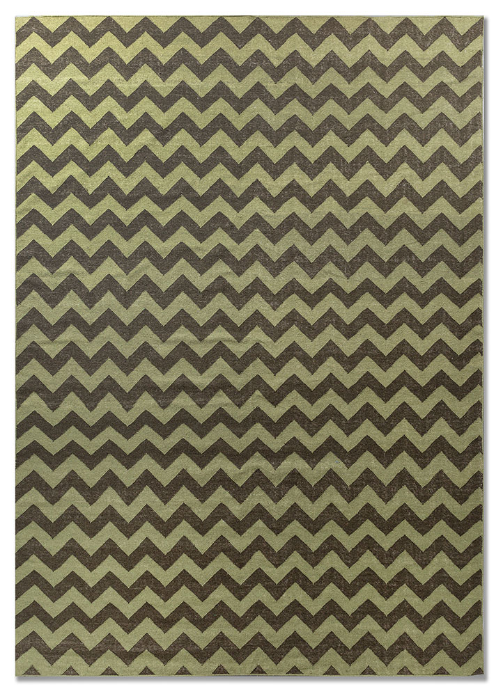 indusbar green wool flat weaves Rug - HeadShot