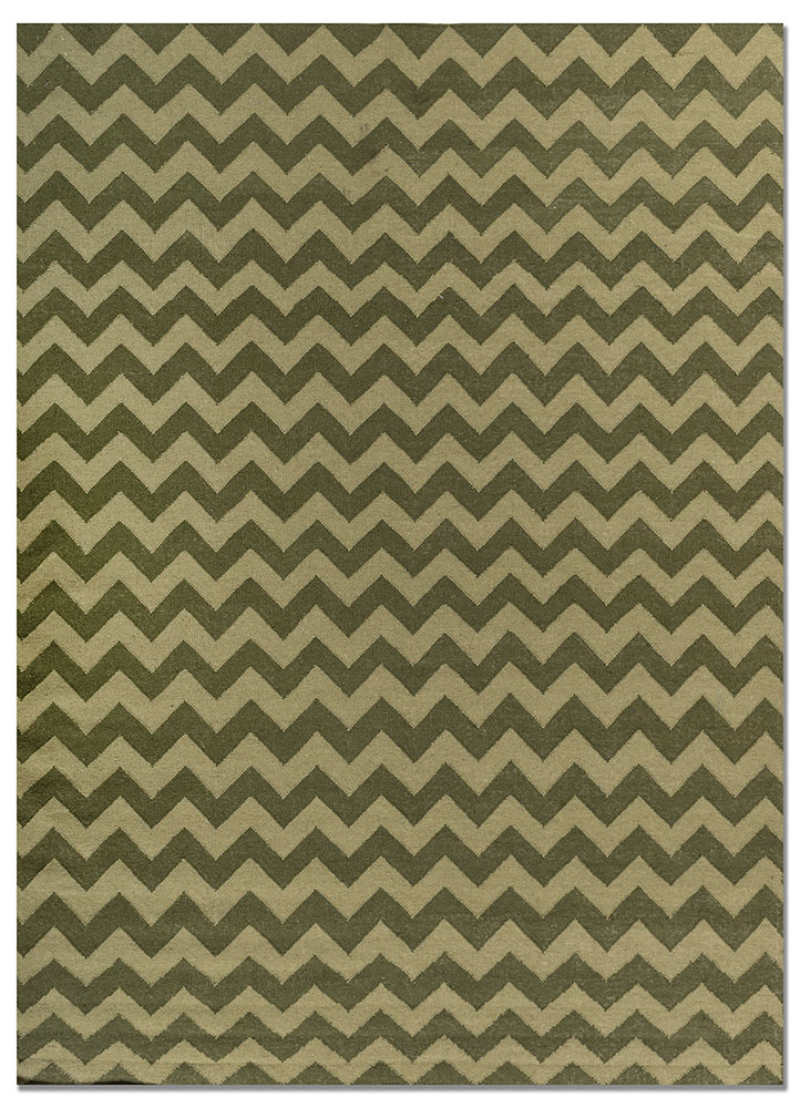 indusbar green wool flat weaves Rug - HeadShot