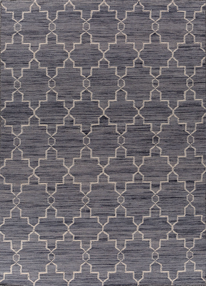 indusbar grey and black wool flat weaves Rug - HeadShot