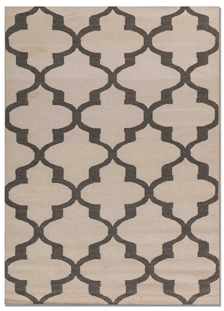 indusbar grey and black wool flat weaves Rug - HeadShot