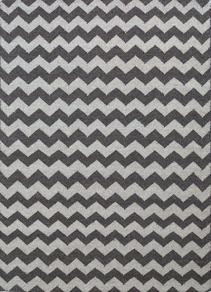 indusbar grey and black wool flat weaves Rug - HeadShot