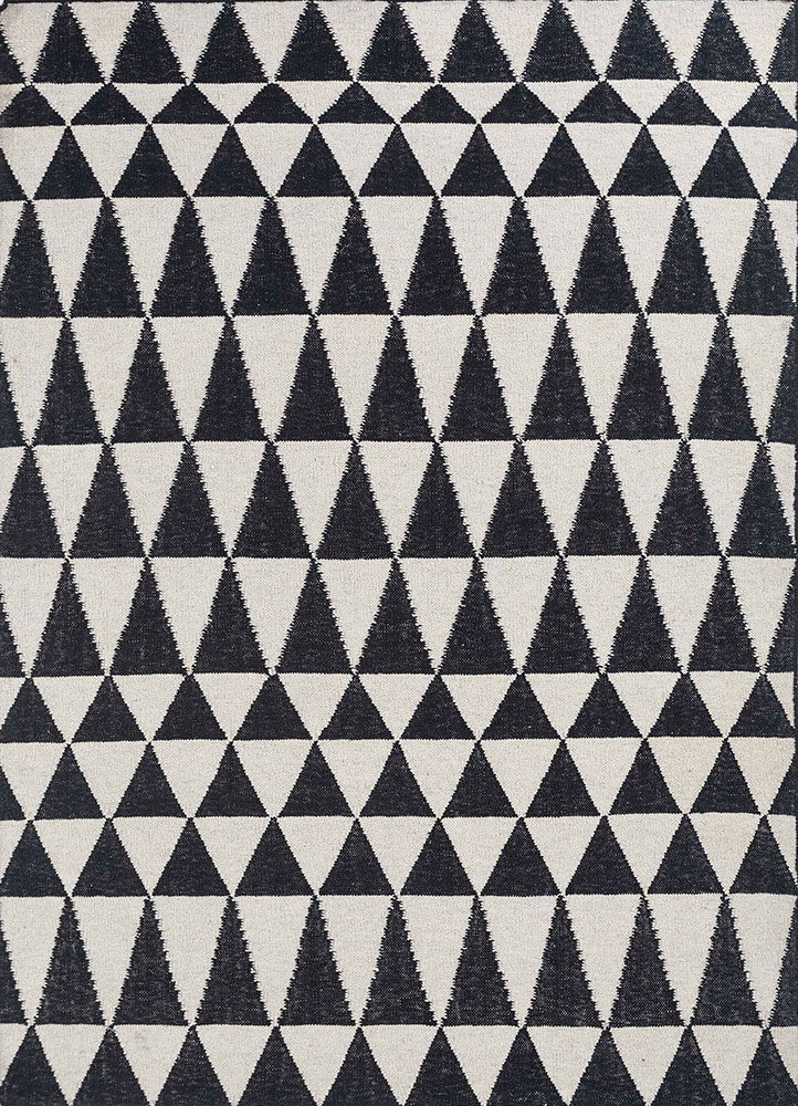 indusbar grey and black wool flat weaves Rug - HeadShot
