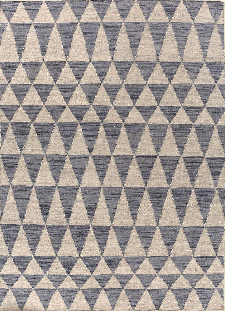 indusbar grey and black wool flat weaves Rug - HeadShot