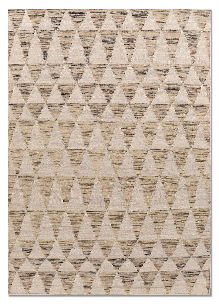 indusbar beige and brown wool flat weaves Rug - HeadShot