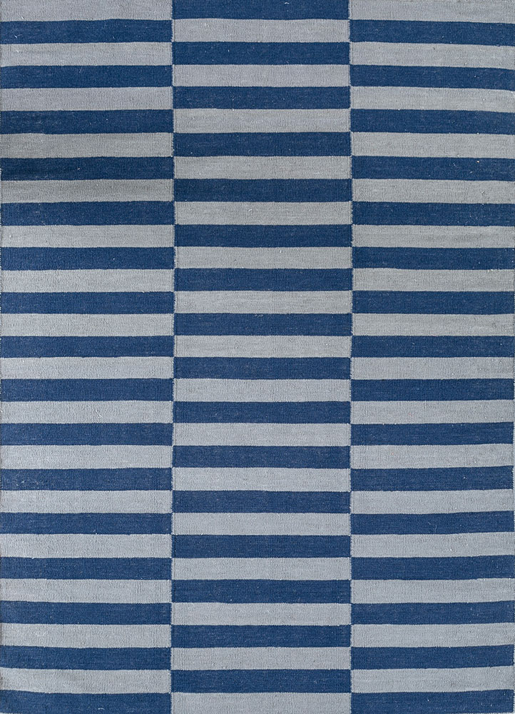 alhambra blue wool flat weaves Rug - HeadShot