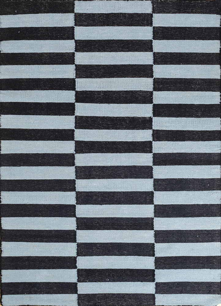 alhambra grey and black wool flat weaves Rug - HeadShot