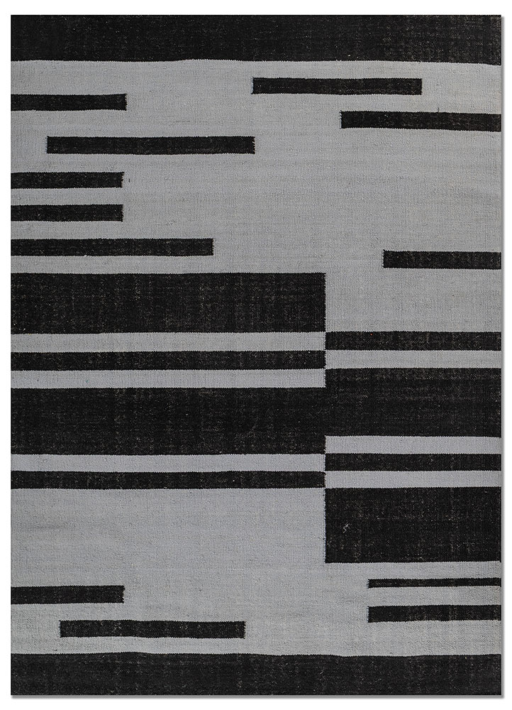 indusbar grey and black wool flat weaves Rug - HeadShot