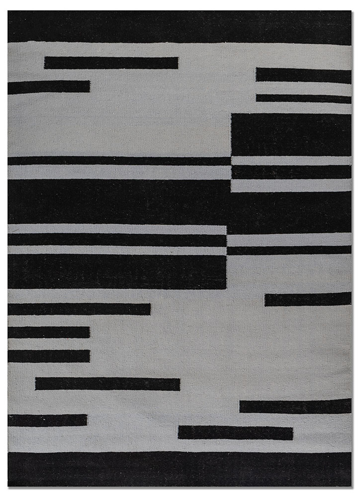 indusbar grey and black wool flat weaves Rug - HeadShot
