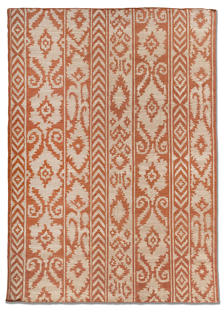 indusbar red and orange wool flat weaves Rug - HeadShot