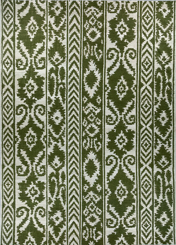 indusbar green wool flat weaves Rug - HeadShot