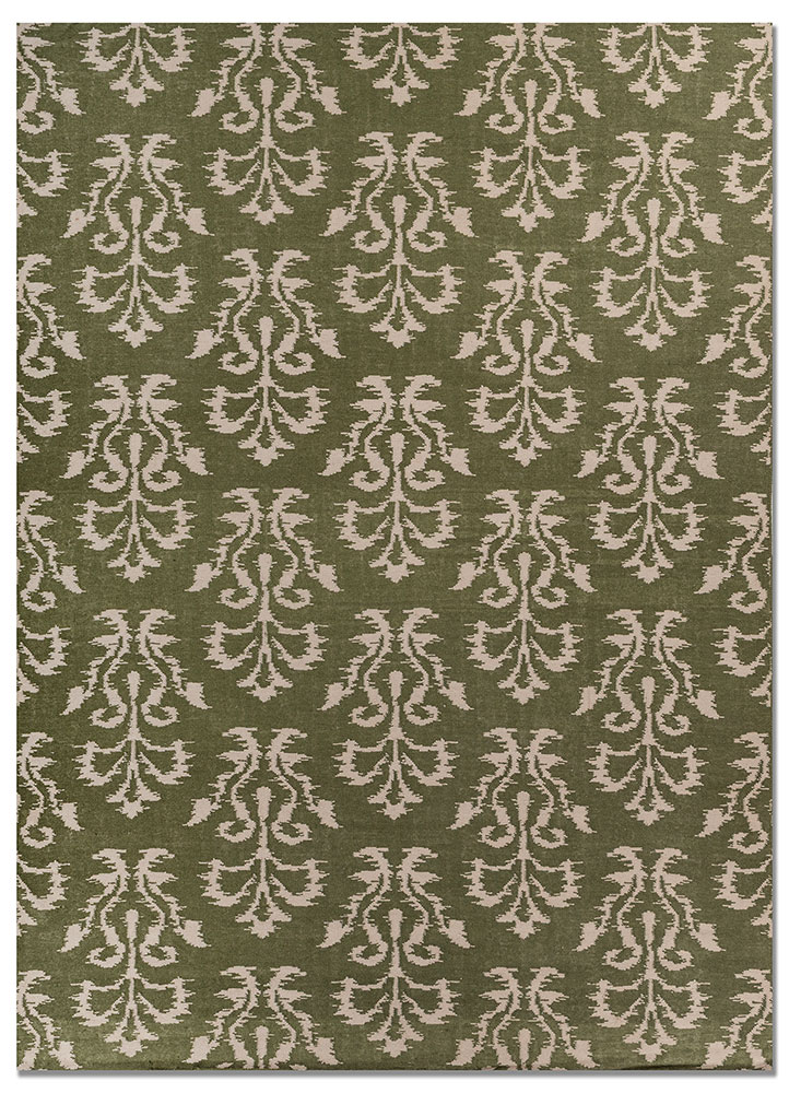 indusbar green wool flat weaves Rug - HeadShot