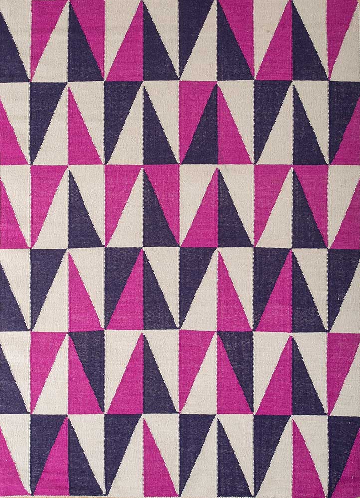 alhambra pink and purple wool flat weaves Rug - HeadShot