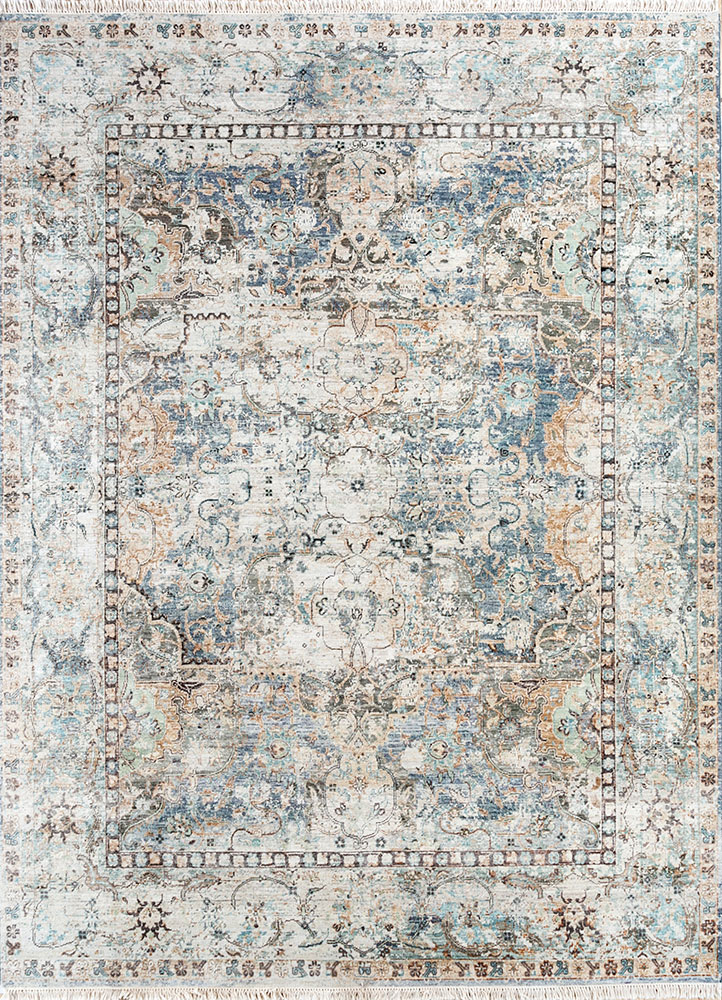 someplace in time ivory afghan wool hand knotted Rug - HeadShot