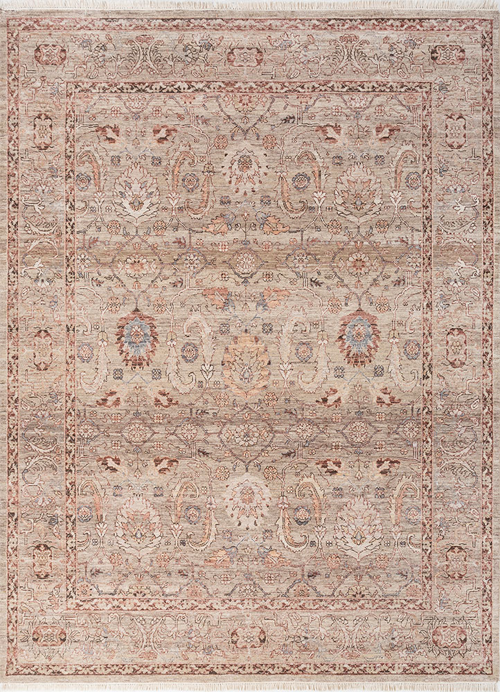 viscaya beige and brown afghan wool hand knotted Rug - HeadShot