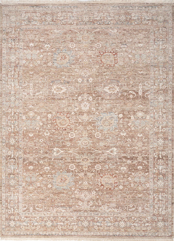viscaya beige and brown wool hand knotted Rug - HeadShot