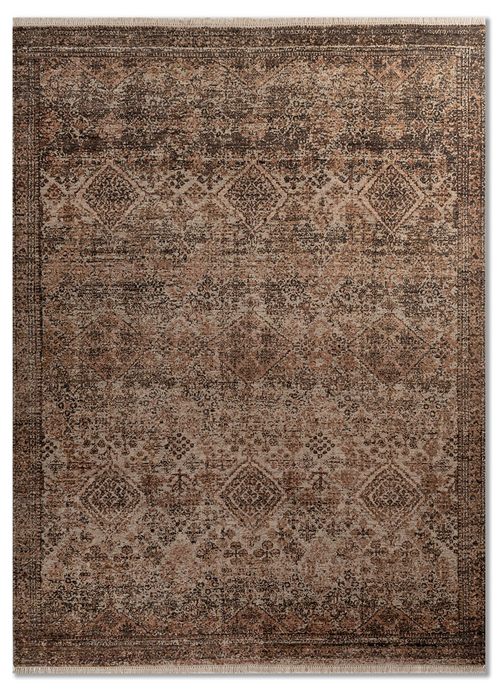 viscaya beige and brown wool hand knotted Rug - HeadShot