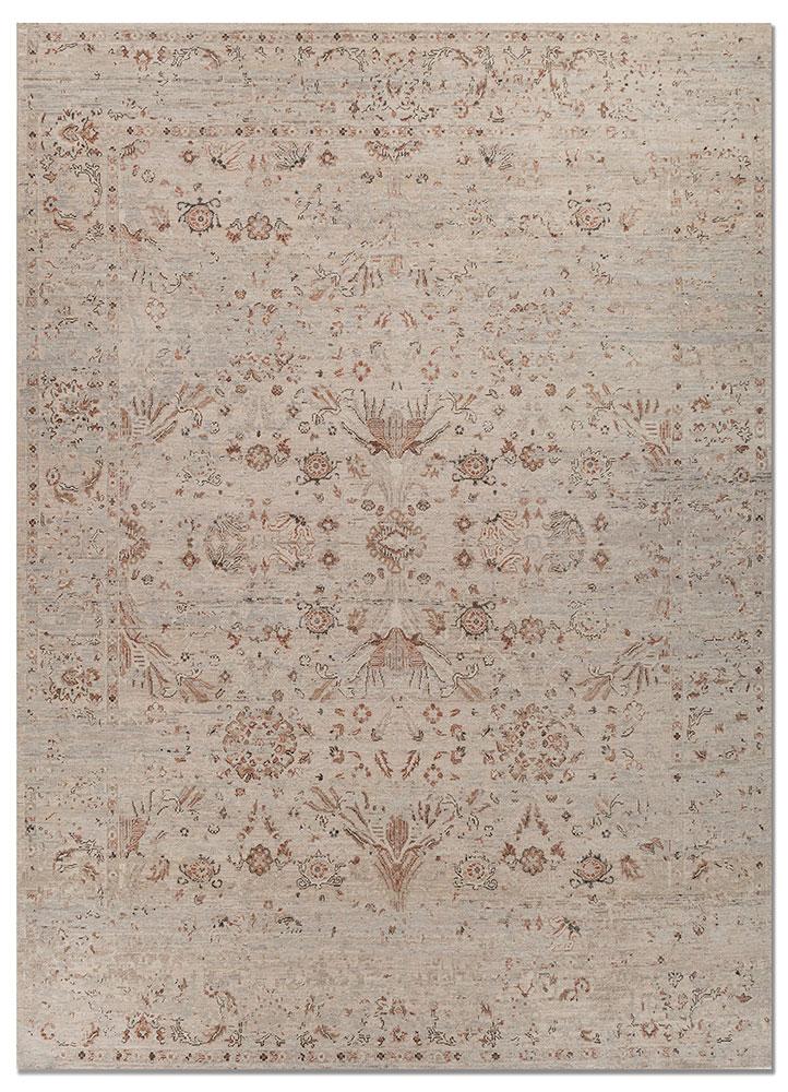 viscaya beige and brown wool hand knotted Rug - HeadShot
