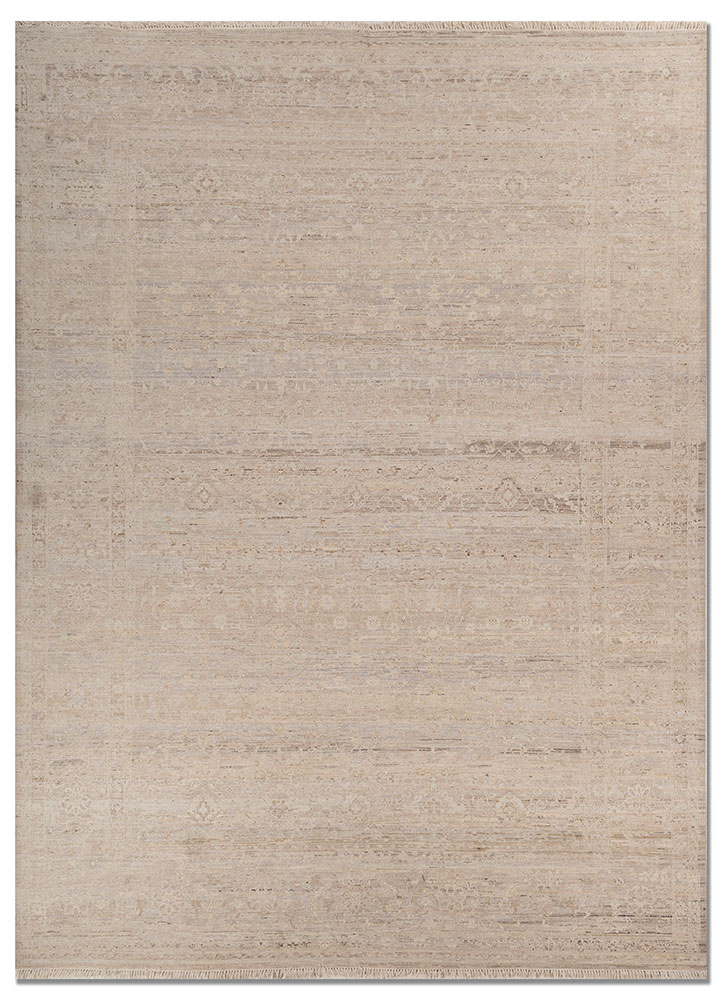 someplace in time ivory wool hand knotted Rug - HeadShot