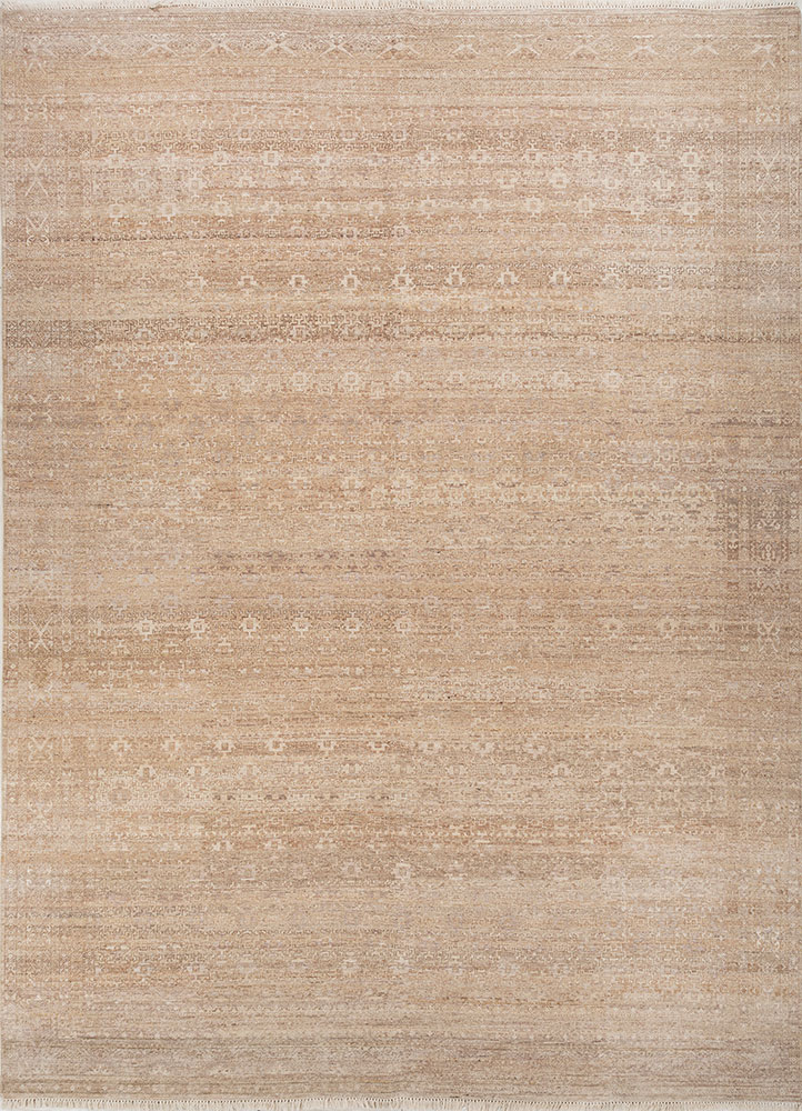 erbe beige and brown wool hand knotted Rug - HeadShot
