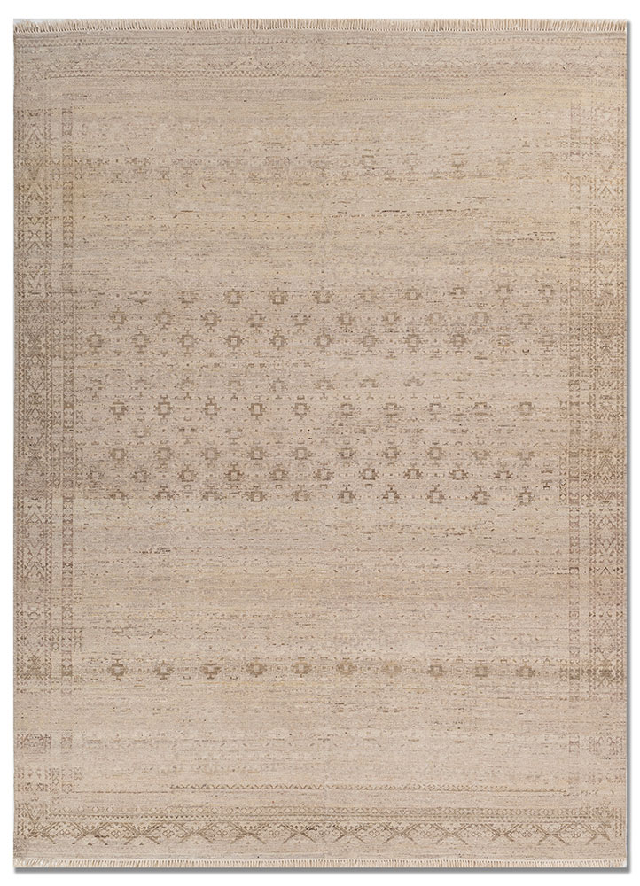 someplace in time ivory wool hand knotted Rug - HeadShot