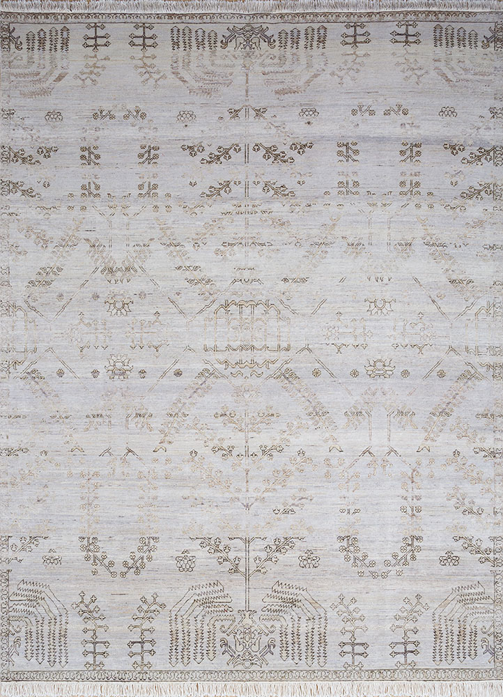 viscaya ivory afghan wool hand knotted Rug - HeadShot