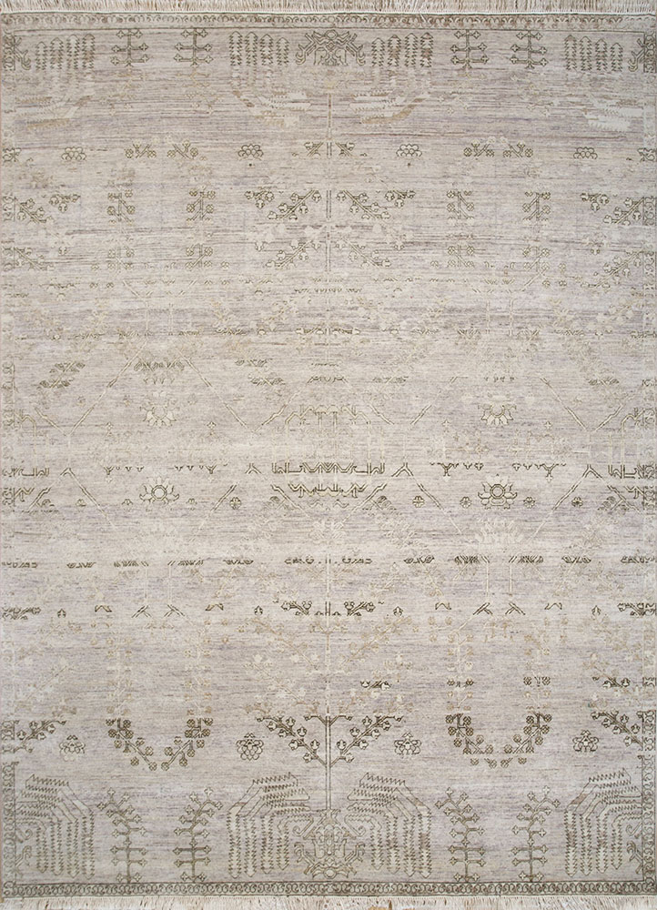 viscaya beige and brown afghan wool hand knotted Rug - HeadShot
