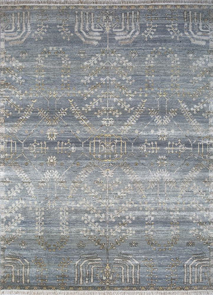 viscaya grey and black afghan wool hand knotted Rug - HeadShot