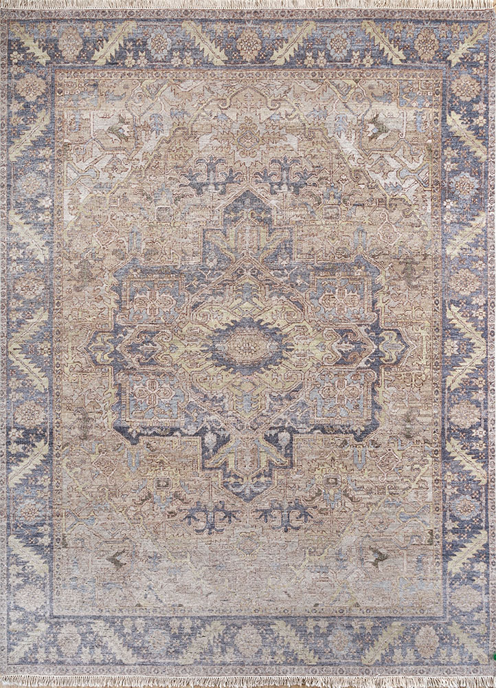viscaya beige and brown afghan wool hand knotted Rug - HeadShot