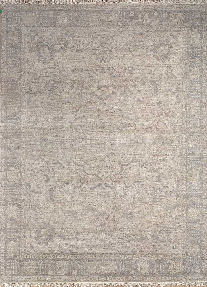 someplace in time ivory afghan wool hand knotted Rug - HeadShot