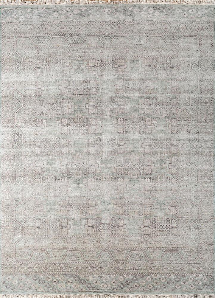 viscaya green afghan wool hand knotted Rug - HeadShot