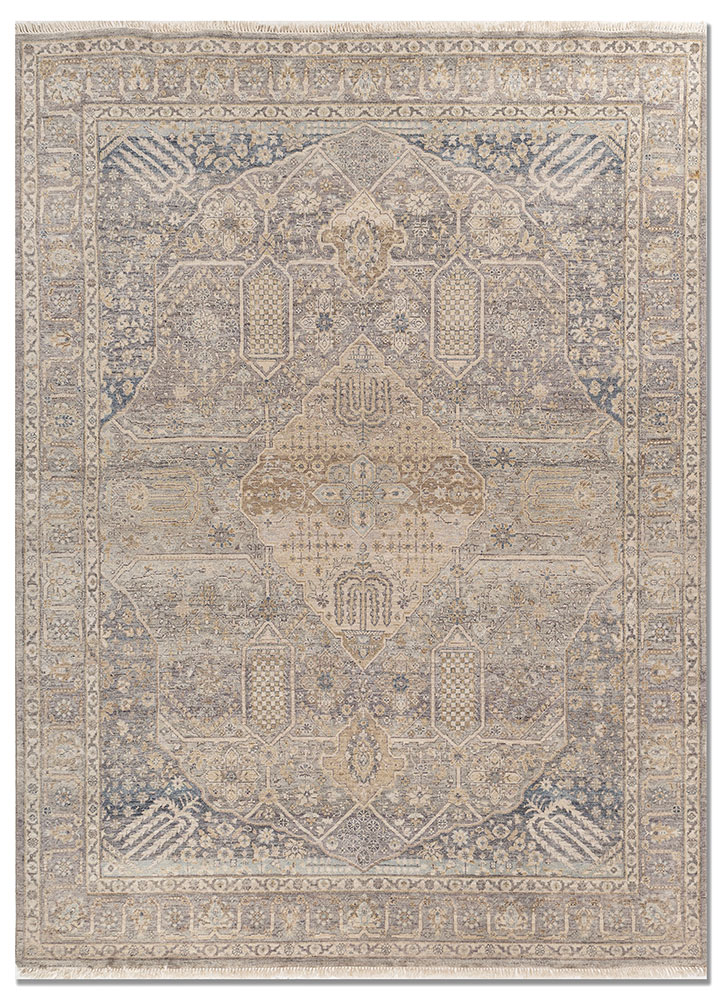 someplace in time blue afghan wool hand knotted Rug - HeadShot