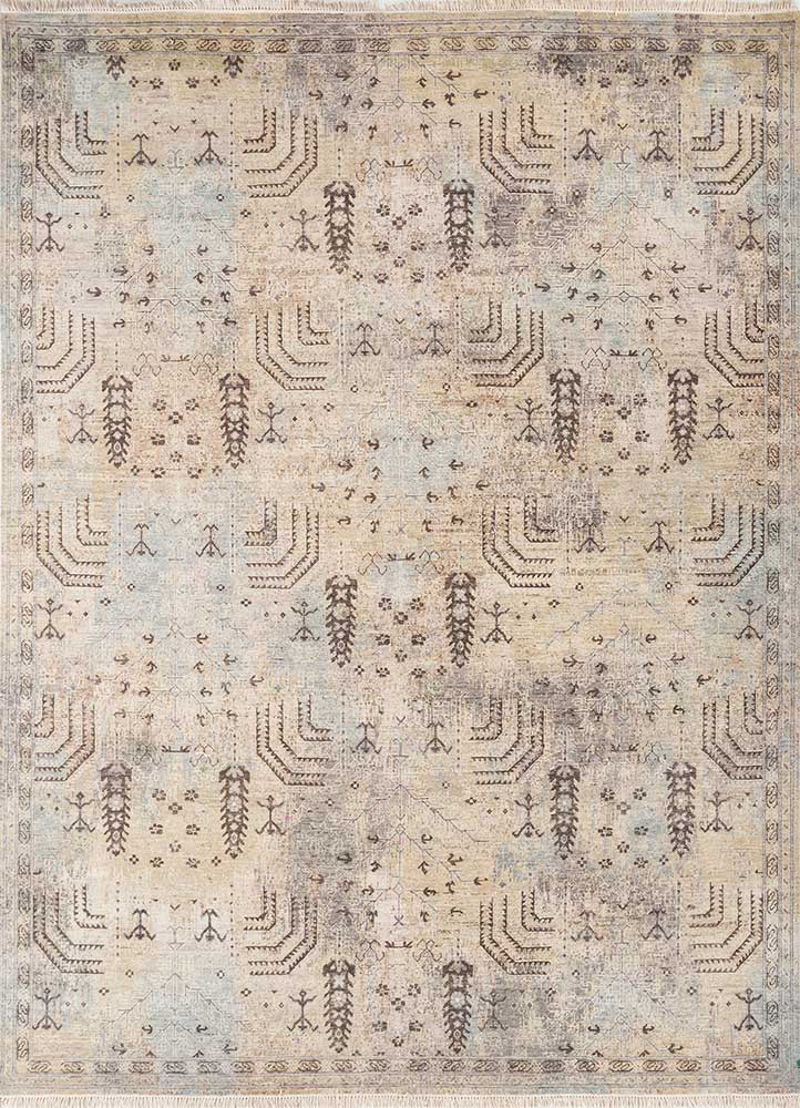 erbe ivory afghan wool hand knotted Rug - HeadShot