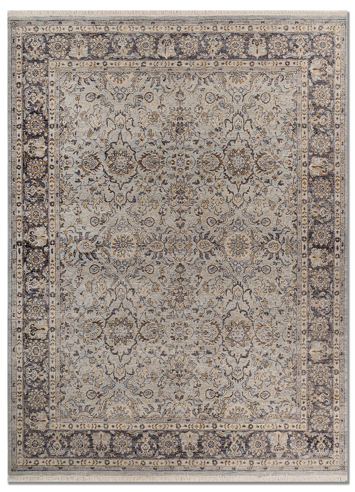 someplace in time blue afghan wool hand knotted Rug - HeadShot