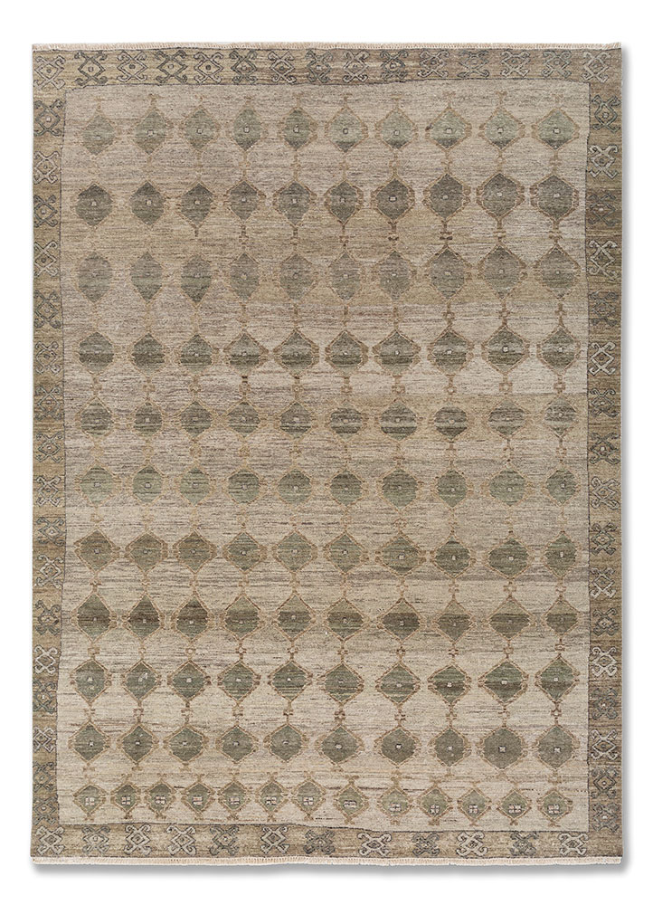 erbe green wool hand knotted Rug - HeadShot
