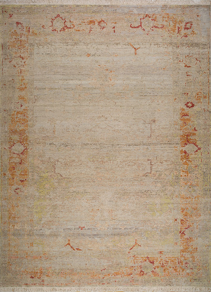 far east ivory afghan wool hand knotted Rug - HeadShot