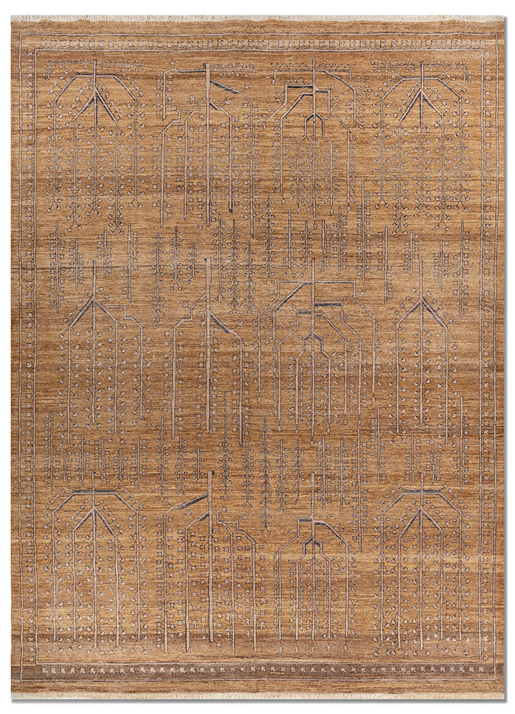 someplace in time red and orange afghan wool hand knotted Rug - HeadShot