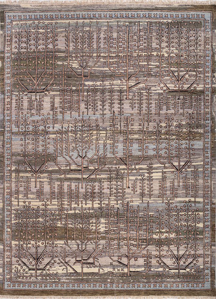 viscaya blue afghan wool hand knotted Rug - HeadShot