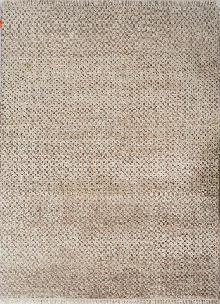 manifest beige and brown wool and silk hand knotted Rug - HeadShot