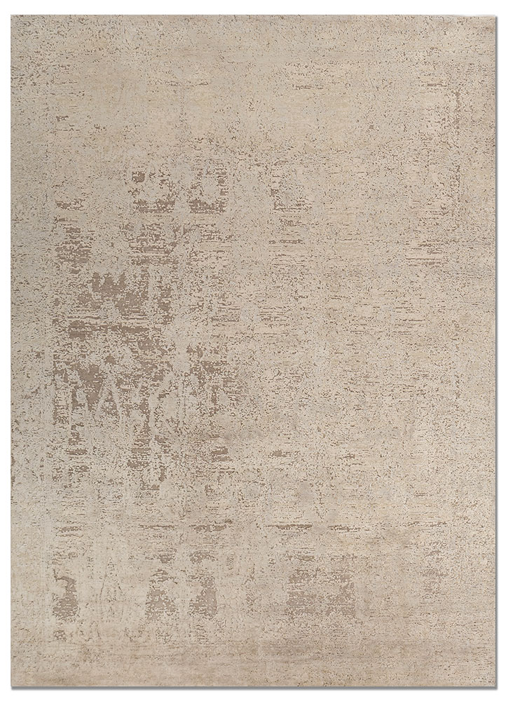far east grey and black wool and silk hand knotted Rug - HeadShot