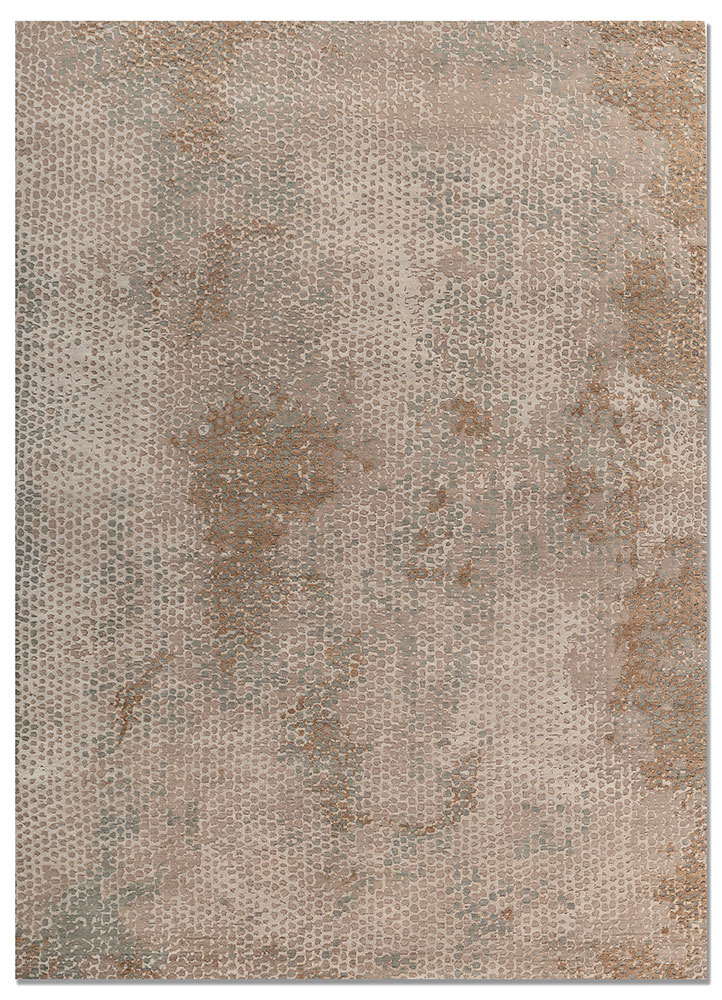 chaos theory by kavi blue wool and silk hand knotted Rug - HeadShot