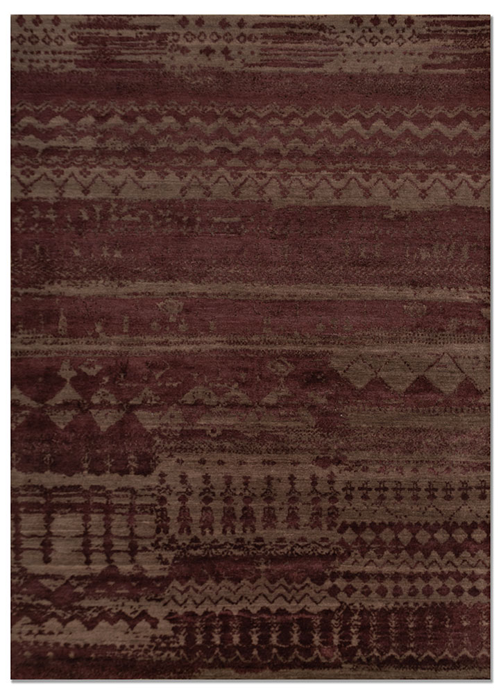 project error by kavi beige and brown wool and silk hand knotted Rug - HeadShot
